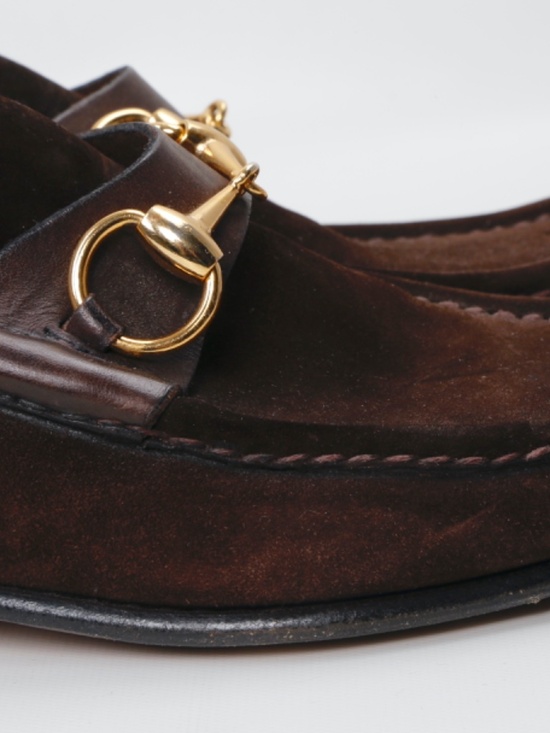 Gucci Vintage  Mens Brown Suede Horsebit Loafers Gold Bit Made In Italy Size 7.5 main image 15